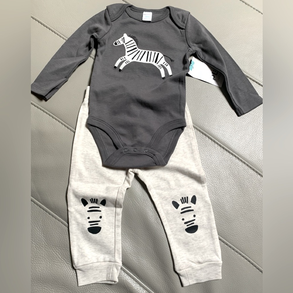 Gray Zebra Print Kids 2-Piece Set